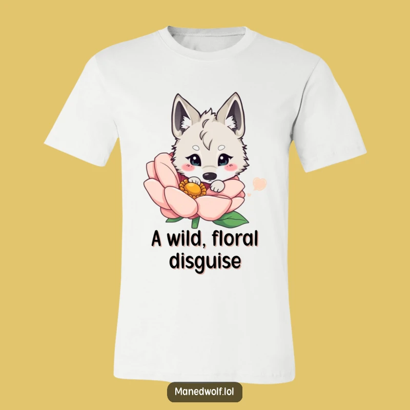 Funny Kawaii Maned Wolf T-Shirt - Cute Flower Peeking Animal Tee Gift