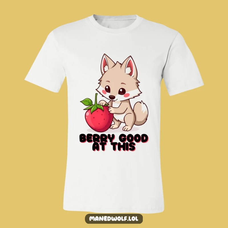Funny Kawaii Maned Wolf Shirt, Balancing Berry Wolf Tee, Humorous Animal Gift