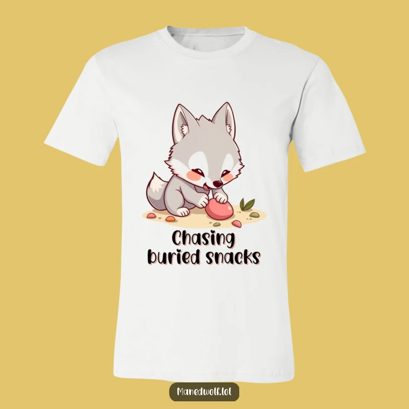 Funny Maned Wolf T-Shirt: Digging for Fun with this Excited Kawaii Wolf Tee
