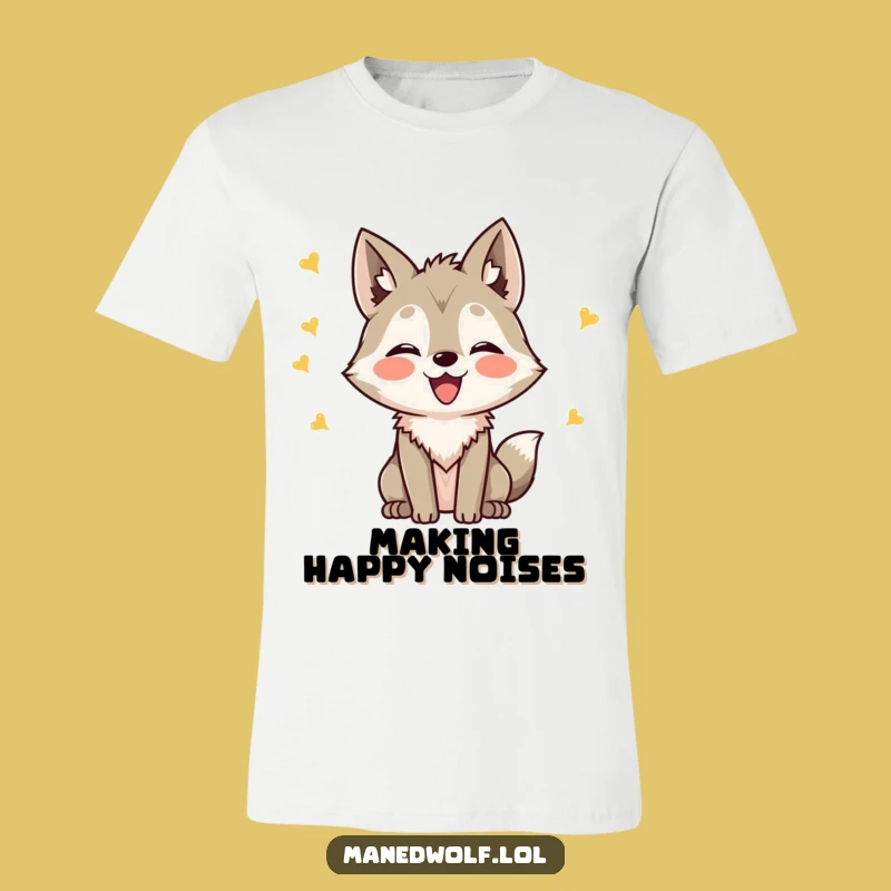 Funny Kawaii Maned Wolf Chirping Tee: Happy Sounds, Ideal Funny Gift for Expressive Fun!