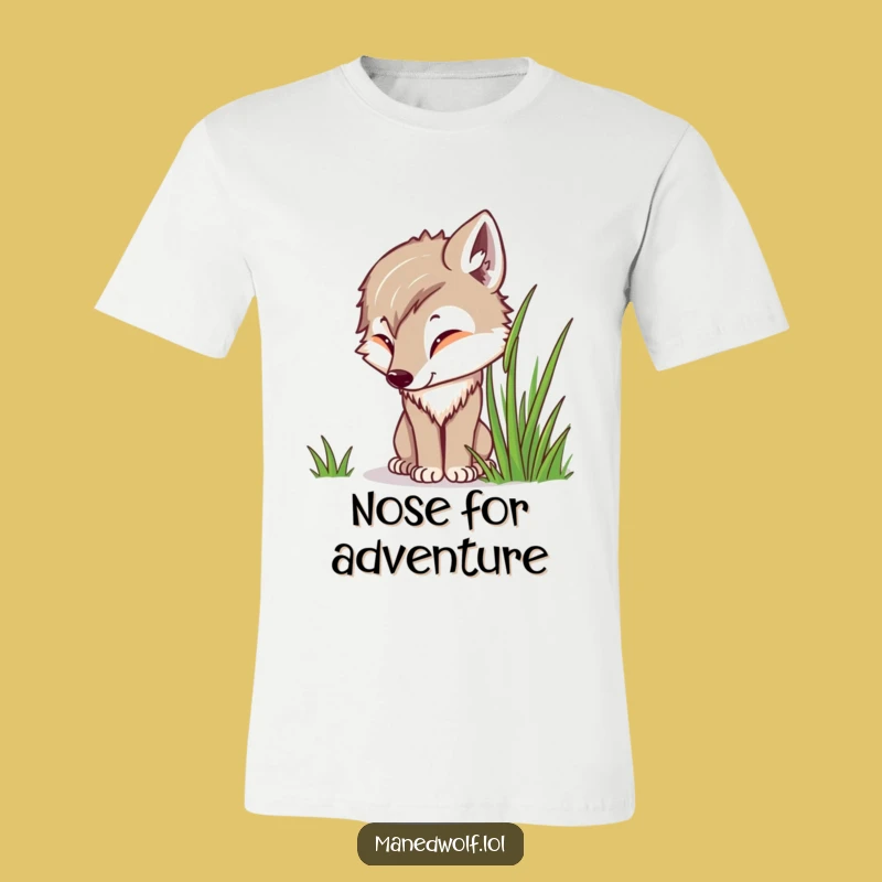 Funny Kawaii Maned Wolf Shirt, Curious Sniffing Wolf Tee, Unique Nature Lover Gift