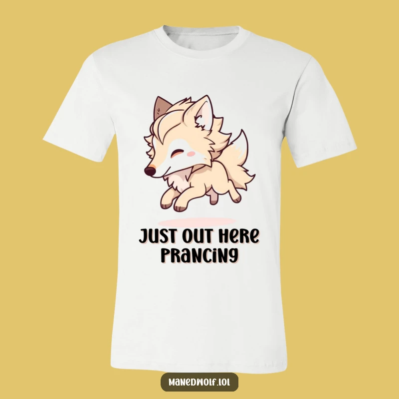 Funny Kawaii Maned Wolf Shirt, Cute Bounding Wolf Tee, Perfect Playful Animal Gift