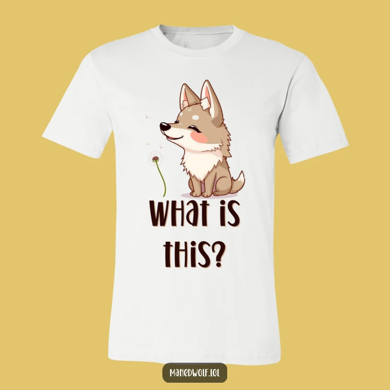 Funny Maned Wolf Dandelion T-Shirt - Pensive & Humorous Apparel