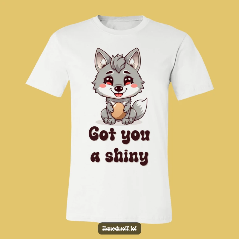 Funny Maned Wolf T-Shirt: Grinning Pebble Giver, Ideal Funny Gift for Unique Style!