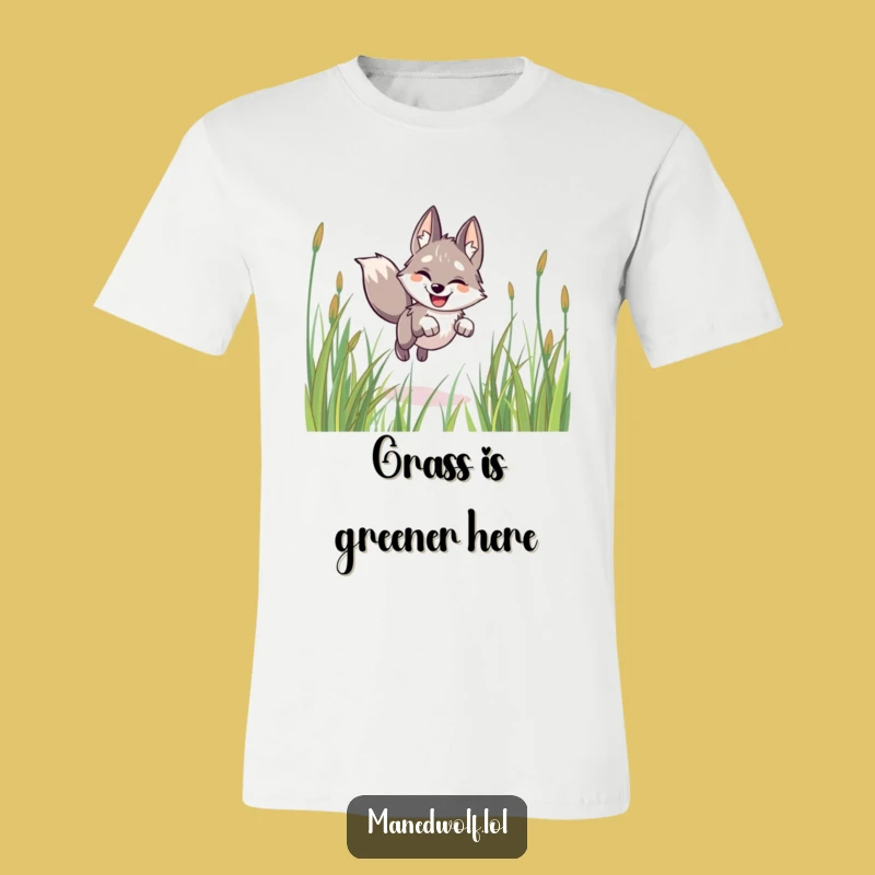 Funny Happy Maned Wolf Leaping T-Shirt - Joyful Outdoor Enthusiast Gift