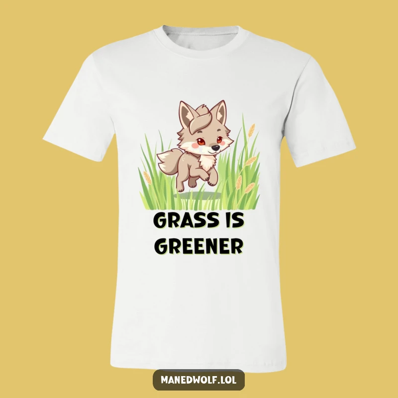 Funny Maned Wolf Trotting T-Shirt: Happy Wanderer Tee for Fun