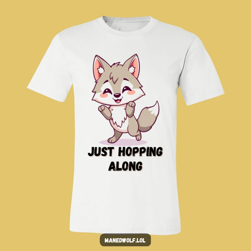 Funny Kawaii Maned Wolf Shirt, Happy Hop Wolf Tee, Joyful Animal Gift