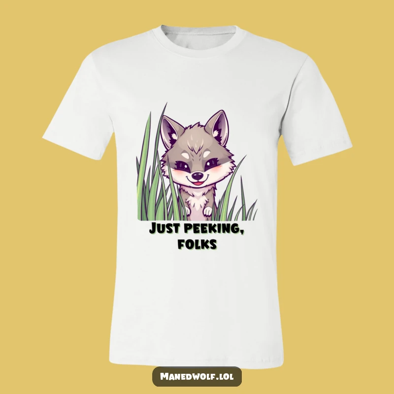 Funny Maned Wolf Grass Peek T-Shirt: Wear Your Playful Spirit Proudly!
