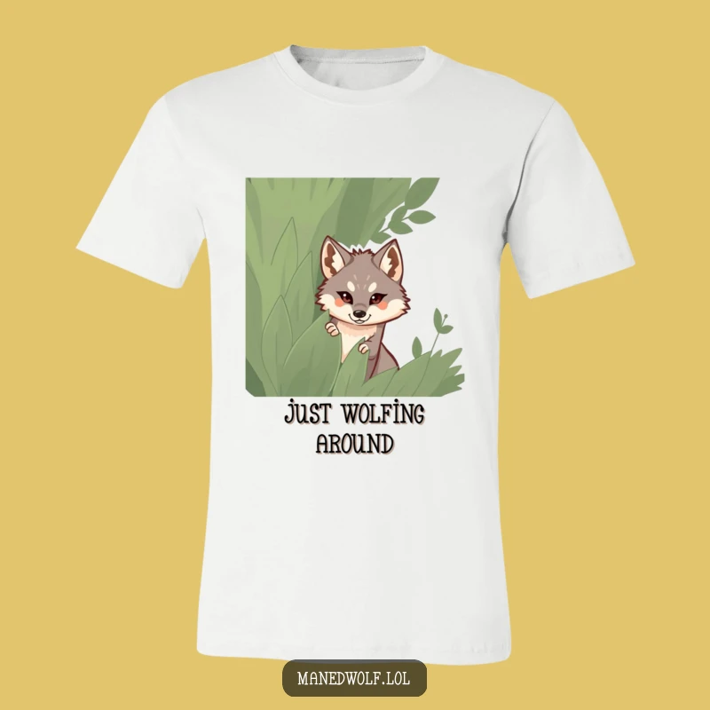 Funny Maned Wolf Bush Tee: Secretive Smile, Perfect Humorous Gift for Wildlife Enthusiasts