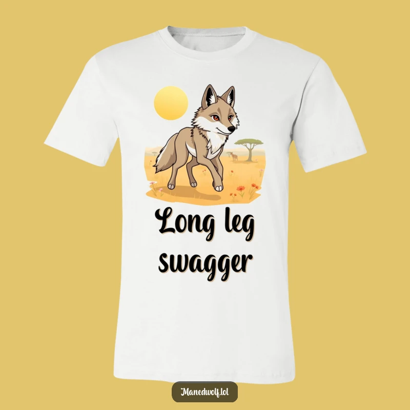 Funny Maned Wolf Savanna Trot T-Shirt: Graceful Strides Tee!