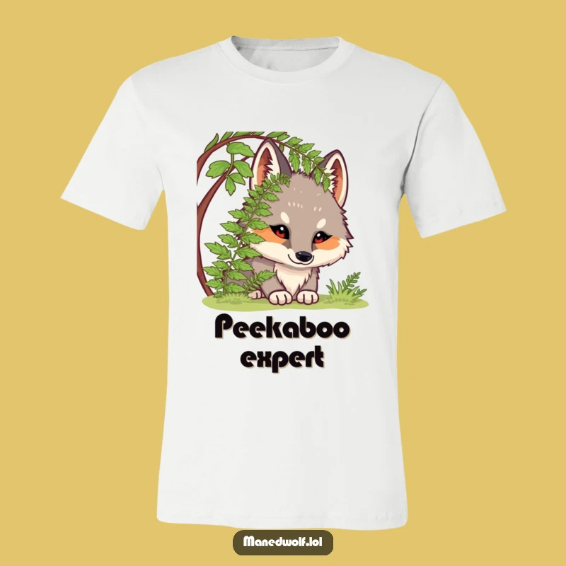 Funny Chubby Maned Wolf T-Shirt: Hide and Seek Hilariousness!