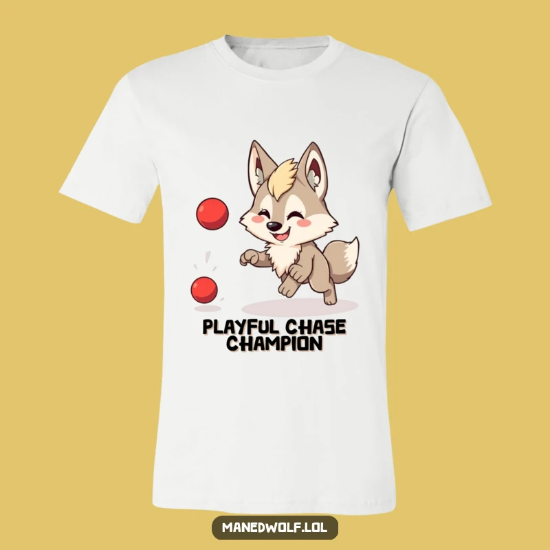 Happy Maned Wolf Ball Chasing T-Shirt - Funny Energetic Animal Tee