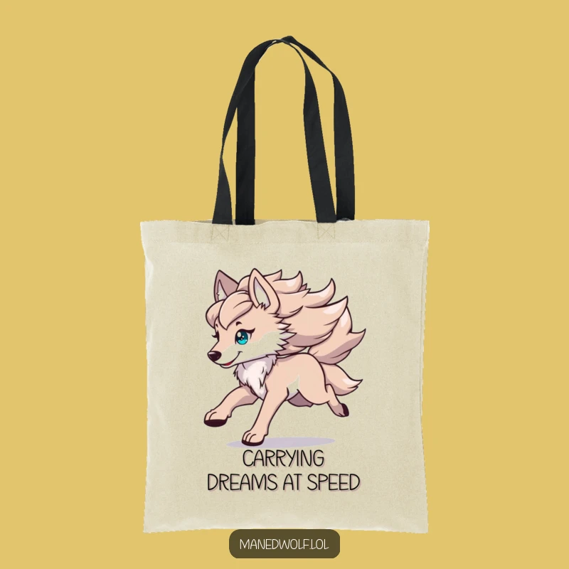 Funny Kawaii Maned Wolf Tote Bag: Carry Dynamic Style with Flowing Mane Art