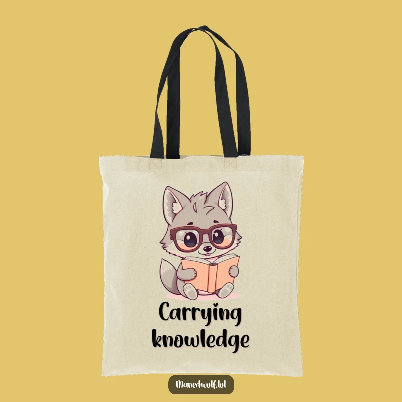 Funny Kawaii Maned Wolf Tote Bag: Cute Scholar Bag, Ideal Reader Gift