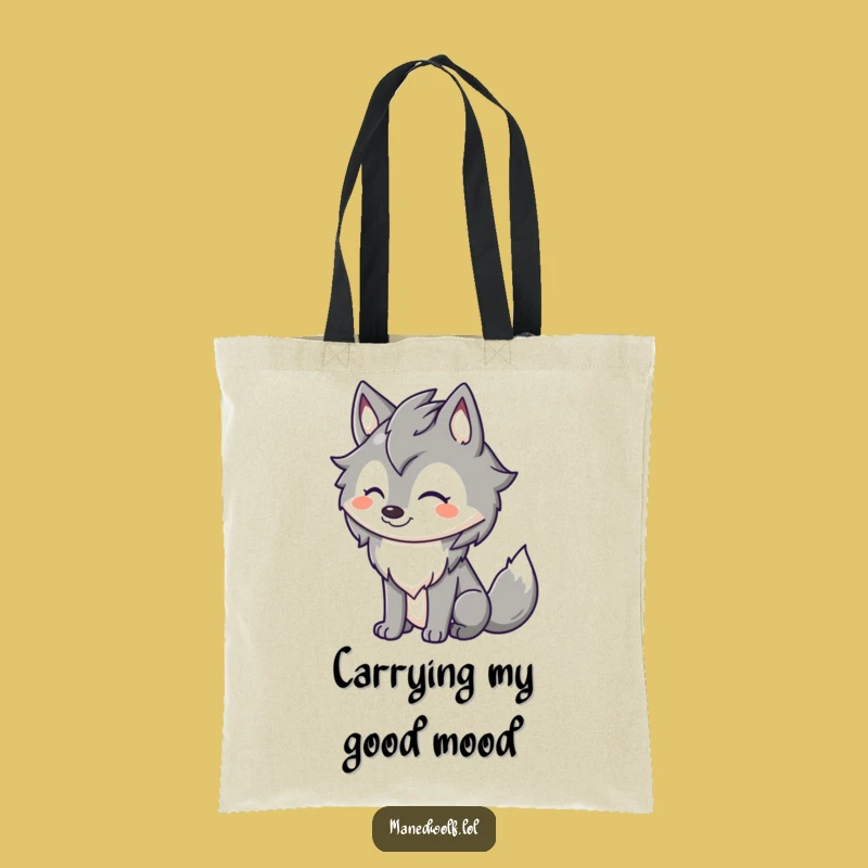 Happy Maned Wolf Grin Tote Bag: Carry Your Joy Funny Style