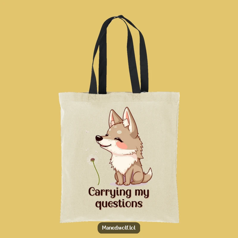 Funny Maned Wolf Dandelion Tote Bag - Carry Your Curiosity!
