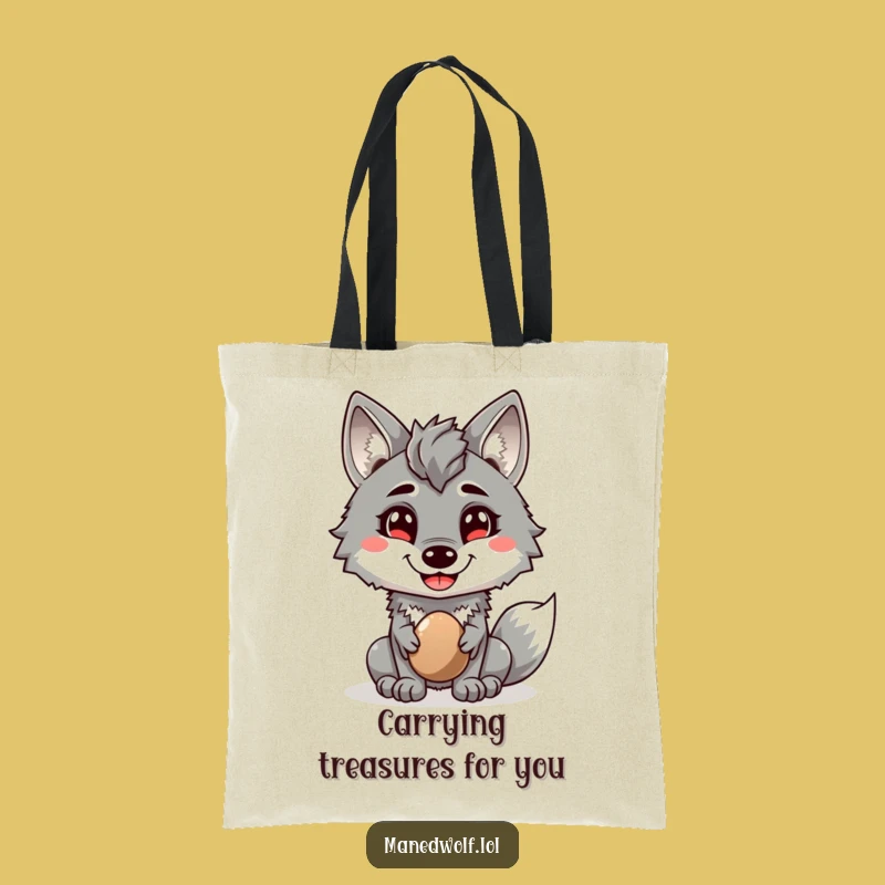 Funny Maned Wolf Tote Bag: Pebble Giver Carryall, Superb Funny Gift for Everyday Charm!