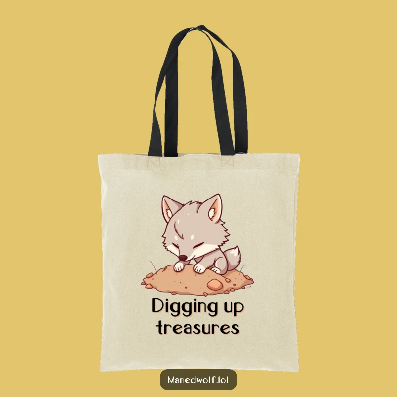 Funny Kawaii Maned Wolf Digging Tote Bag: Garden Helper, Stylish Funny Gift!
