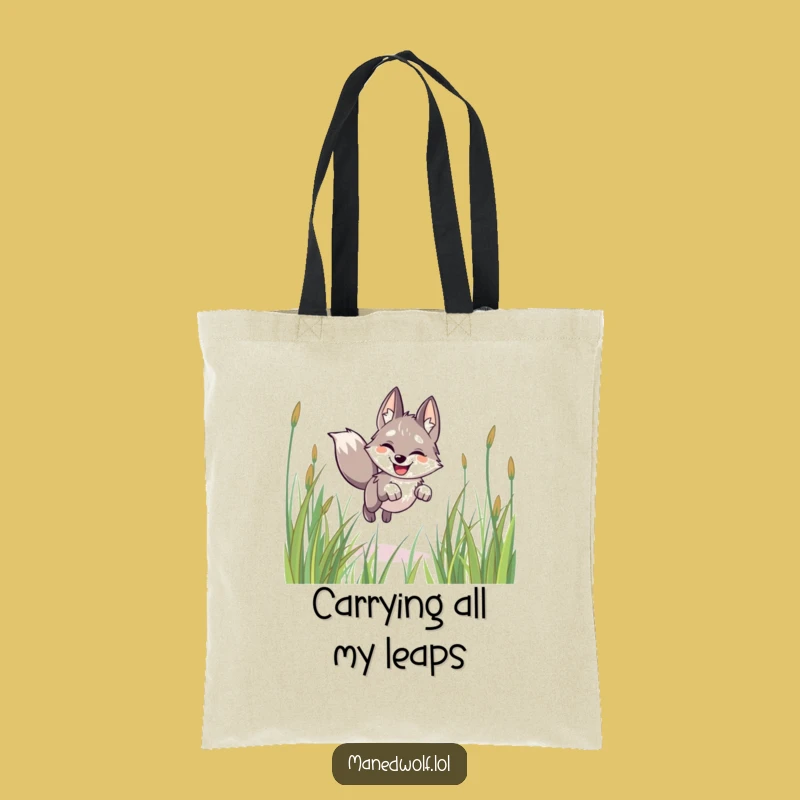 Funny Happy Maned Wolf Tote Bag - Durable Eco-Friendly Gift