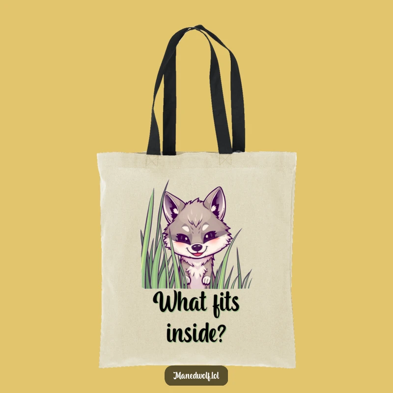 Funny Maned Wolf Grass Peek Tote Bag: Carry Your Secrets with Style!
