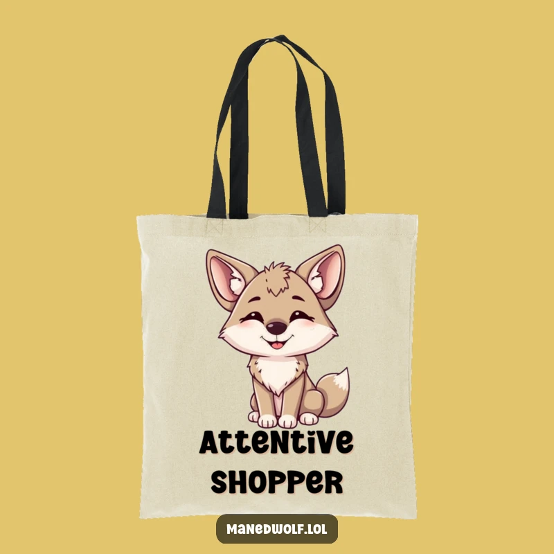 Funny Maned Wolf Happy Head Tilt Tote Bag: Carry Your Joy!