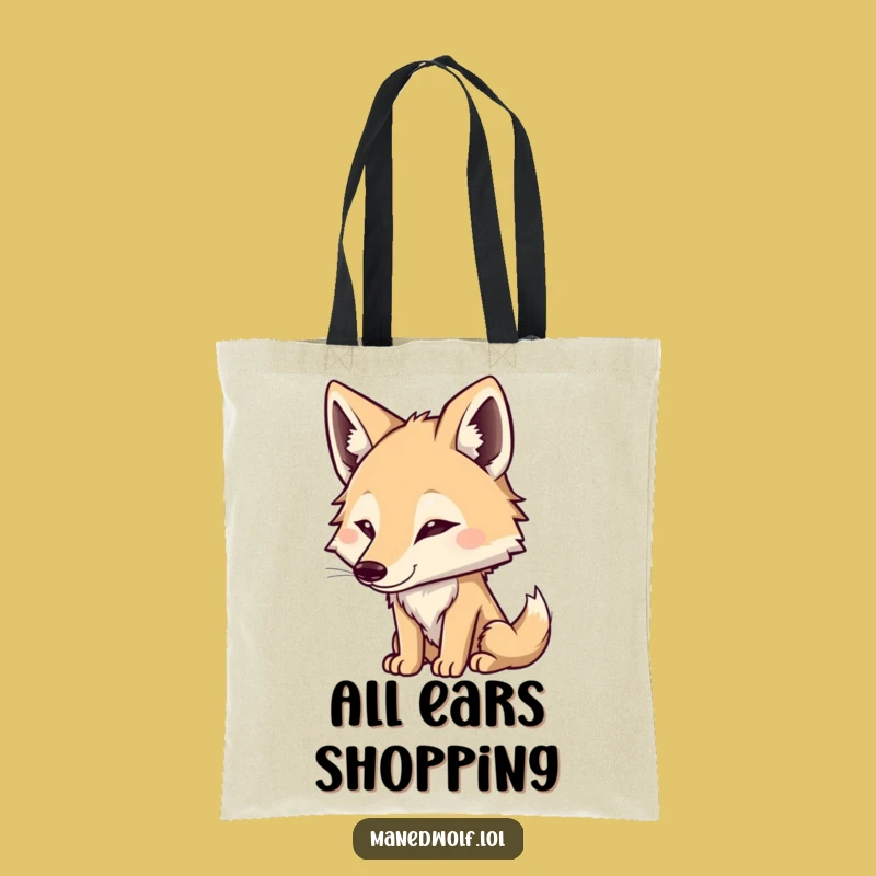 Funny Maned Wolf Listening Tote Bag: Carry Your Attention