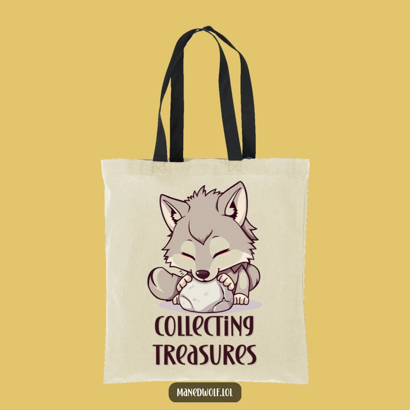 Funny Maned Wolf Stone Nudge Tote Bag: Carry Your Curiosity!