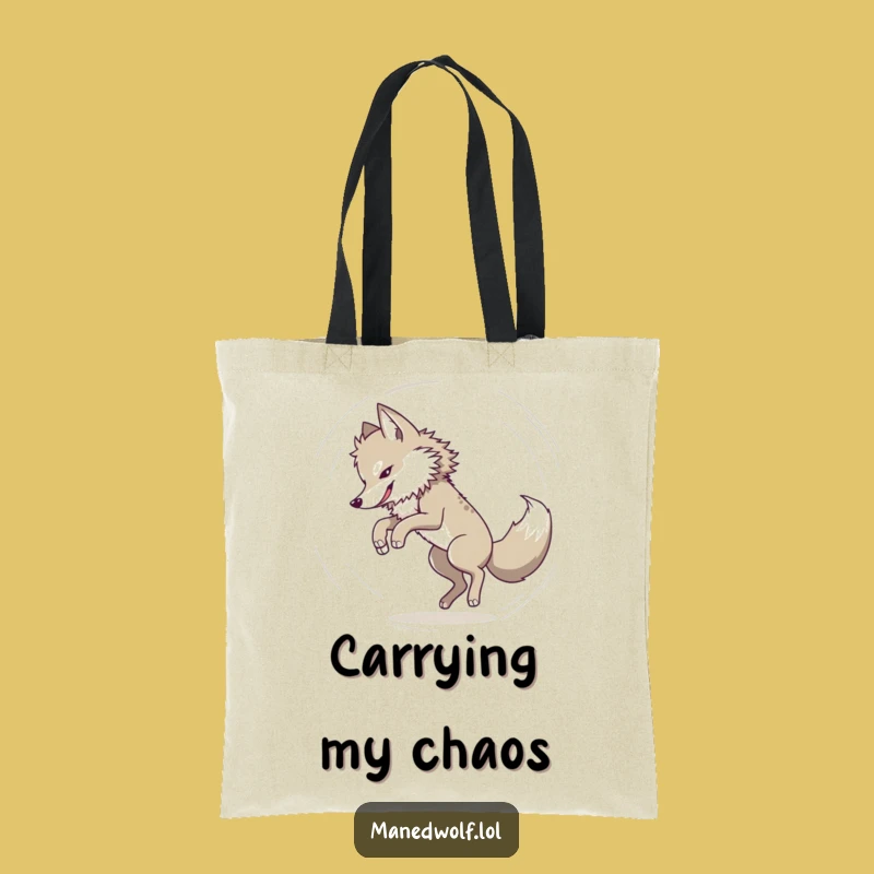 Funny Maned Wolf Tail Chase Tote Bag - Carry the Fun!