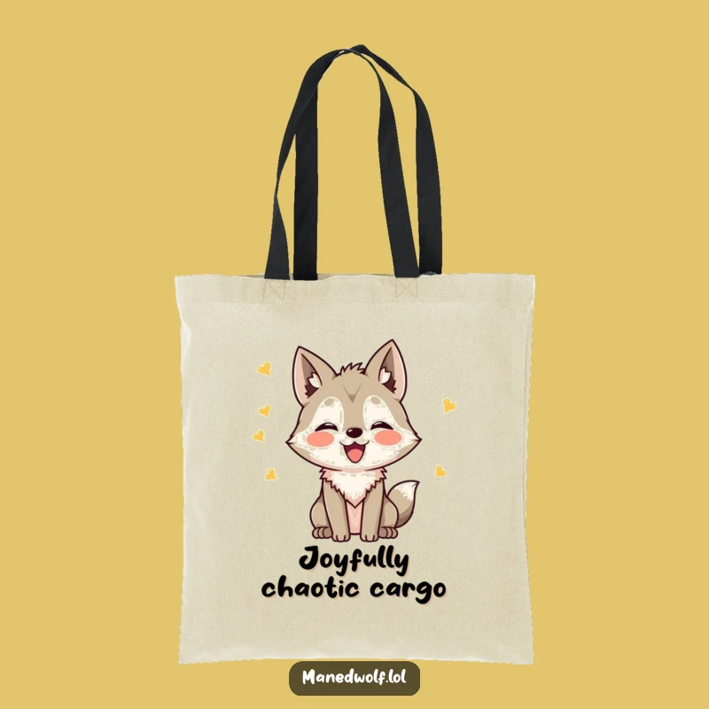 Funny Kawaii Maned Wolf Chirping Tote Bag: Happy Carrier, Stylish Funny Gift!